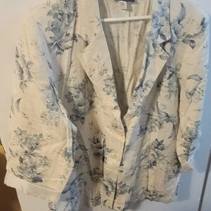 Sag Harbor Cream Jacket with Light Blue Floral Accents